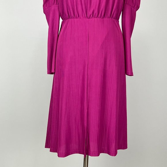 NSR Nordstrom Womens Long Sleeve Open Back Midi Dress Fuchsia Pink size Large - Picture 3 of 15